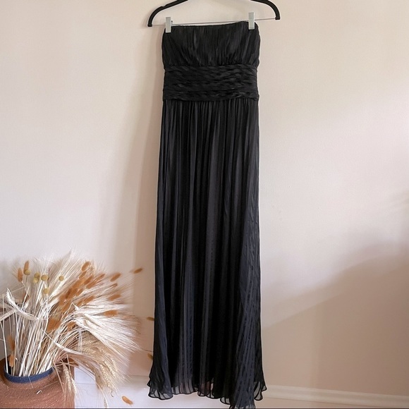 BCBGMaxAzria Black Silk Maxi Strapless Dress - Picture 1 of 13